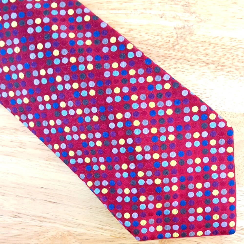 Red Men's Tie with Multi-colored Polka Dots - XMI Platinum